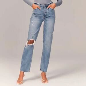 Abercrombie & Fitch The Dad Jean High Rise Straight Leg Curve Love Jeans 2 Long